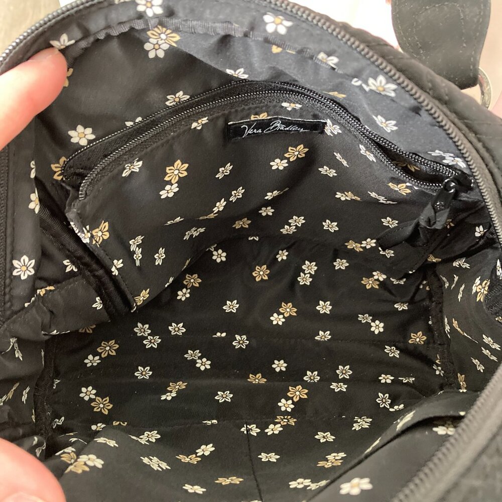 Vintage Vera Bradley Small Black Quilted Microfiber Satchel/Tote - Picture 5 of 7